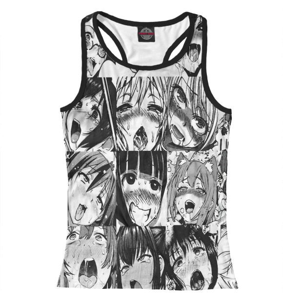 Женская майка-борцовка с изображением Ahegao | Ахэгао цвета Белый