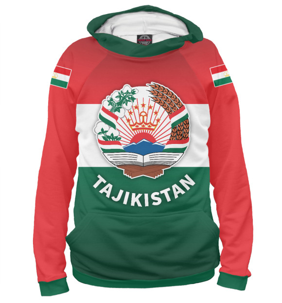 Женское худи с изображением Tajikistan цвета Белый