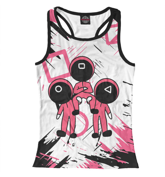 Женская майка-борцовка с изображением Игра в кальмара цвета Белый