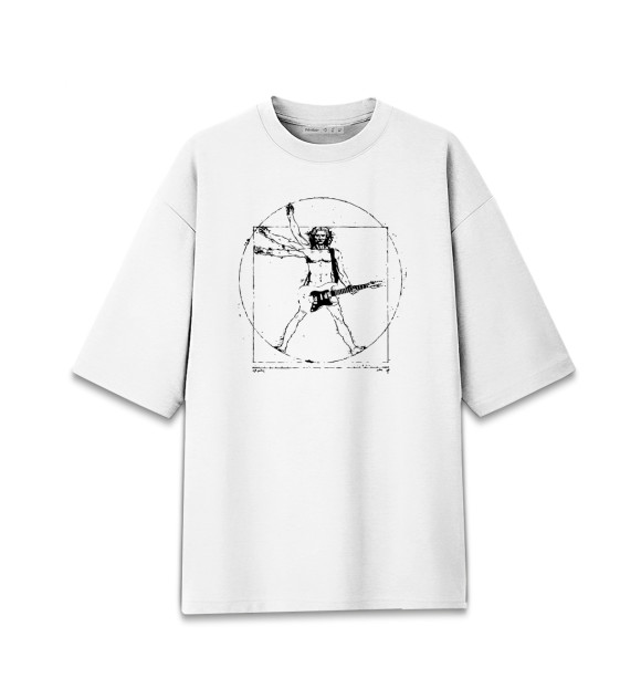 Мужская футболка оверсайз с изображением Гитарист цвета Белый