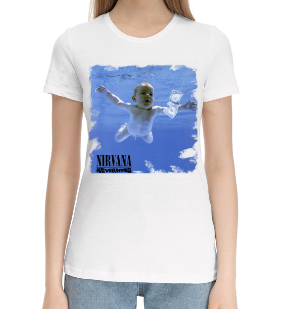 Женская хлопковая футболка с изображением Nirvana цвета Белый