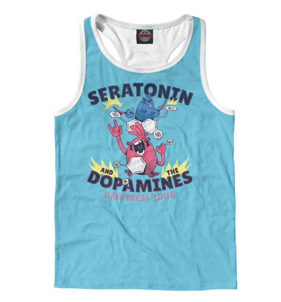 Мужская майка-борцовка с изображением Серотонин и дофамин цвета Белый