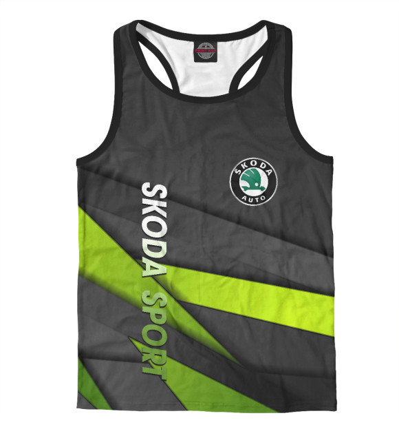 Мужская майка-борцовка с изображением Skoda | Шкода цвета Белый