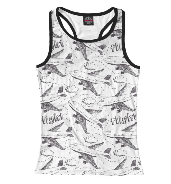 Женская майка-борцовка с изображением Самолеты цвета Белый