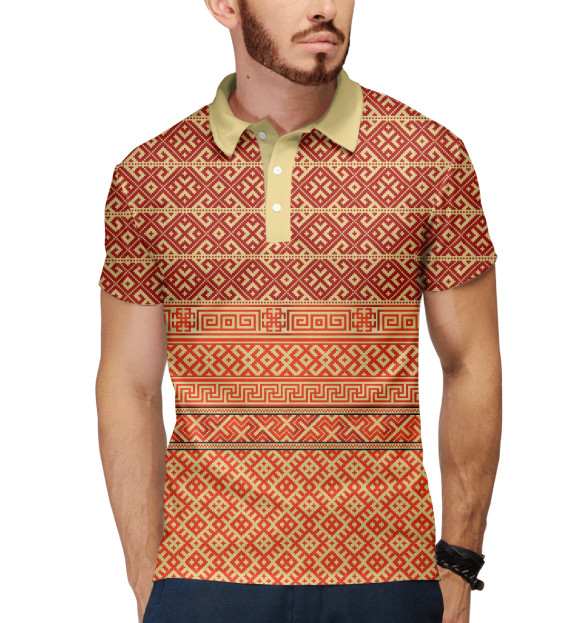 Мужское поло с изображением Вязь узорная цвета Белый