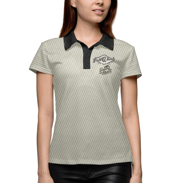 Женское поло с изображением Rider art moto iron цвета Белый