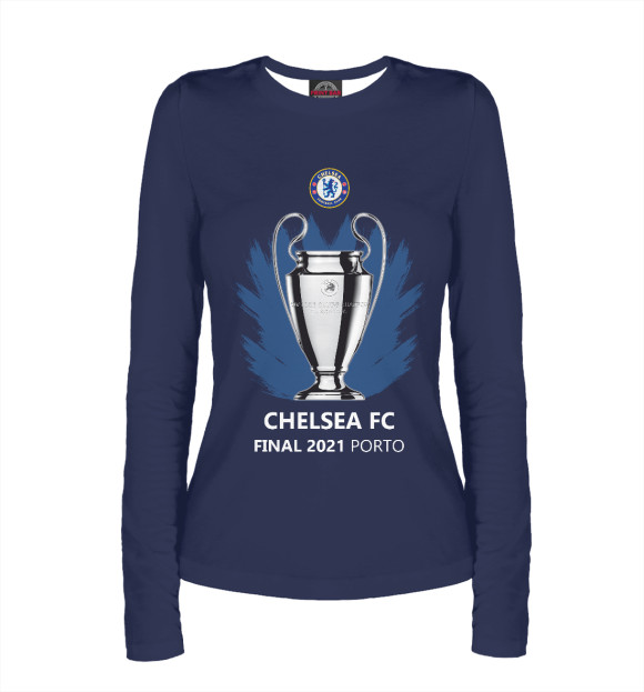 Женский лонгслив с изображением Chelsea champion цвета Белый