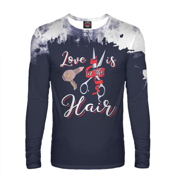 Мужской лонгслив с изображением Love is Hair цвета Белый