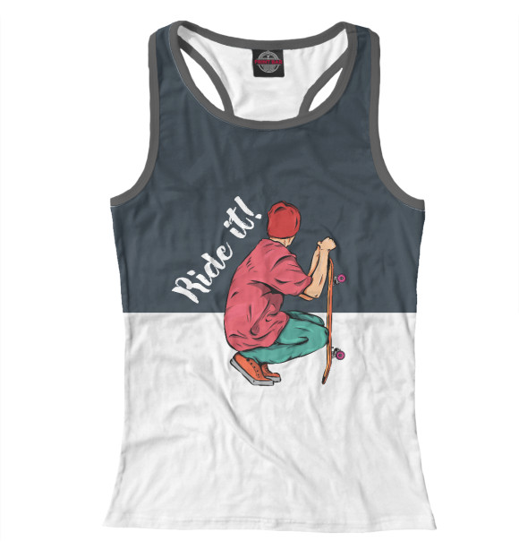 Женская майка-борцовка с изображением Скейтбординг цвета Белый