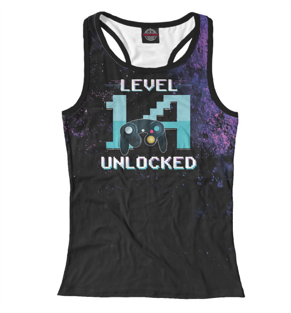 Женская майка-борцовка с изображением Level 14 Unlocked Gamer цвета Белый