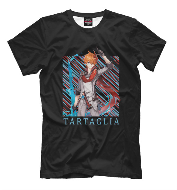 Мужская футболка с изображением Тарталья геншин импакт цвета Белый