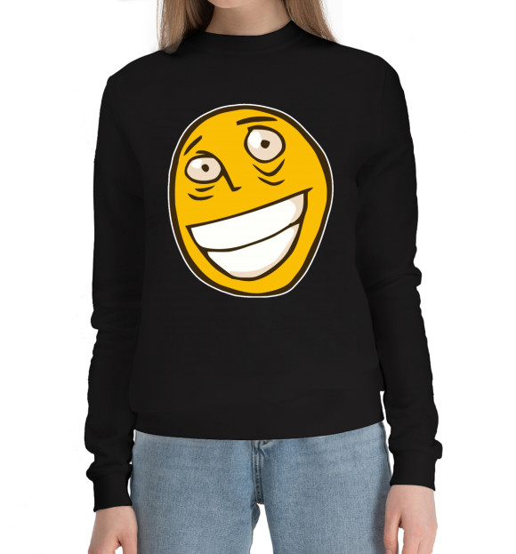 Женский хлопковый свитшот с изображением Рофлан Лицо цвета Черный