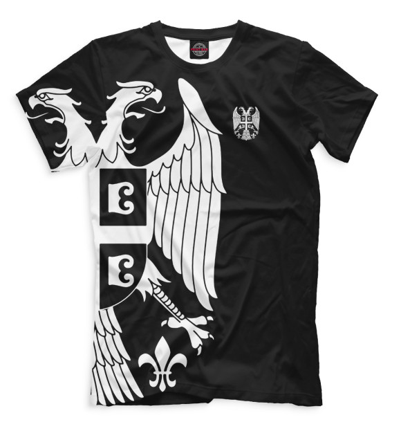 Мужская футболка с изображением Герб Сербии цвета Белый