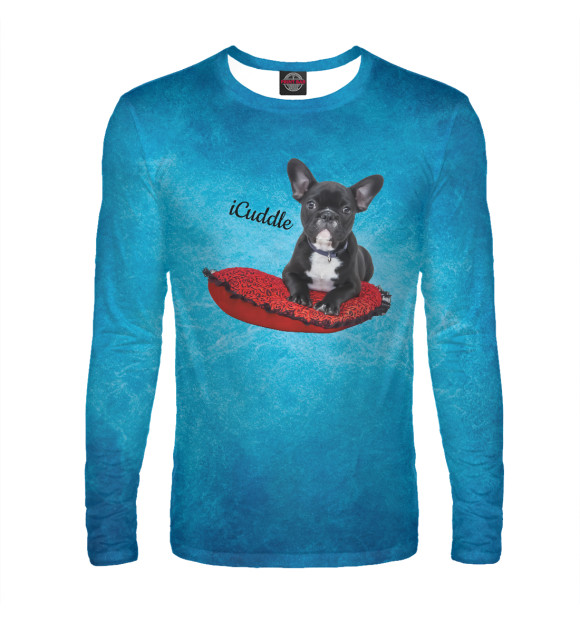 Мужской лонгслив с изображением iCuddle French Bulldog цвета Белый