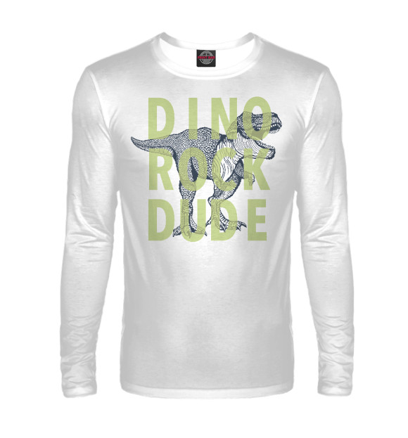Мужской лонгслив с изображением Dino rock dude цвета Белый
