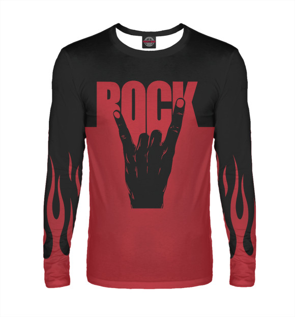 Мужской лонгслив с изображением Rock Music цвета Белый