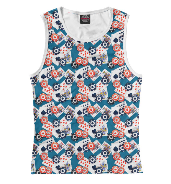 Майка для девочки с притом Покер цвета Белый Майка для девочки с изображением Покер цвета Белый