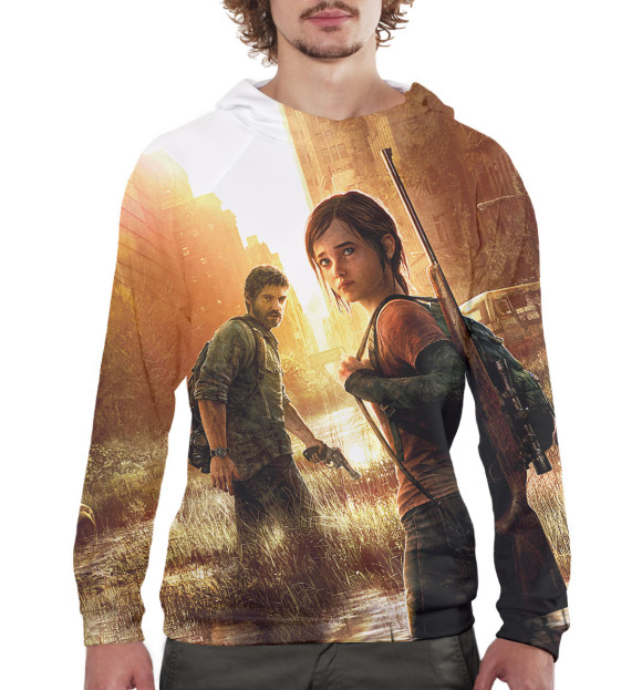 Мужское худи с изображением Джоэл и маленькая Элли цвета Белый