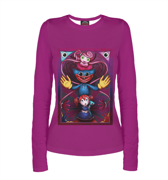 Женский лонгслив с изображением Poppy Playtime - Chapter 2 персонажи цвета Белый