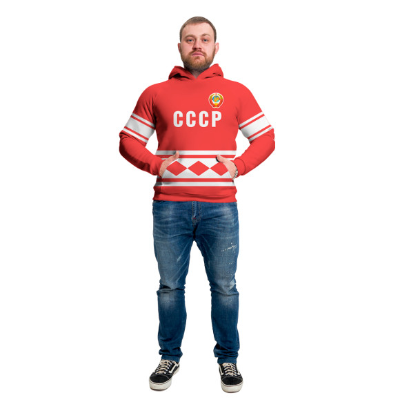 Мужское худи с изображением СССР цвета Белый