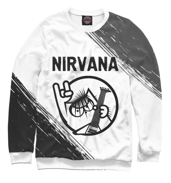 Мужской свитшот с изображением Nirvana - Кот цвета Белый
