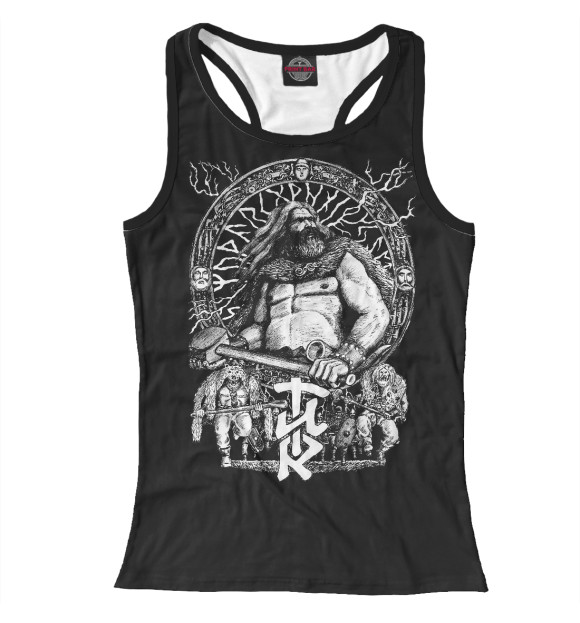 Женская майка-борцовка с изображением Славянские Боги Перун и Велес цвета Белый