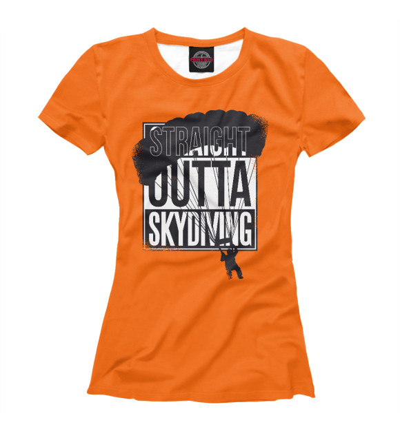 Женская футболка с изображением Straight outta skydiving цвета Белый