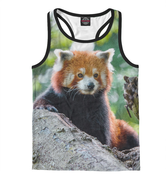 Мужская майка-борцовка с изображением Красная панда цвета Белый