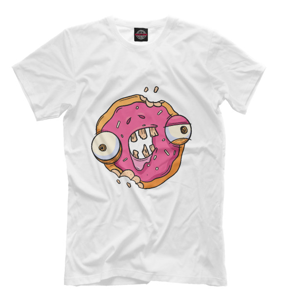 Мужская футболка с изображением Зомби пончик цвета Белый