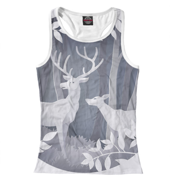 Женская майка-борцовка с изображением Олени цвета Белый