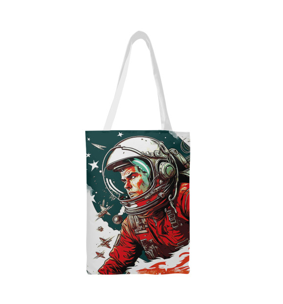 Сумка-шоппер с изображением Космонавт цвета Белый