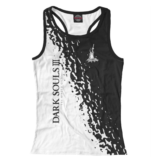 Женская майка-борцовка с притом Dark Souls цвета Белый Женская майка-борцовка с изображением Dark Souls цвета Белый