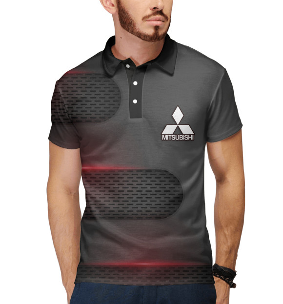 Мужское поло с изображением Mitsubishi цвета Белый
