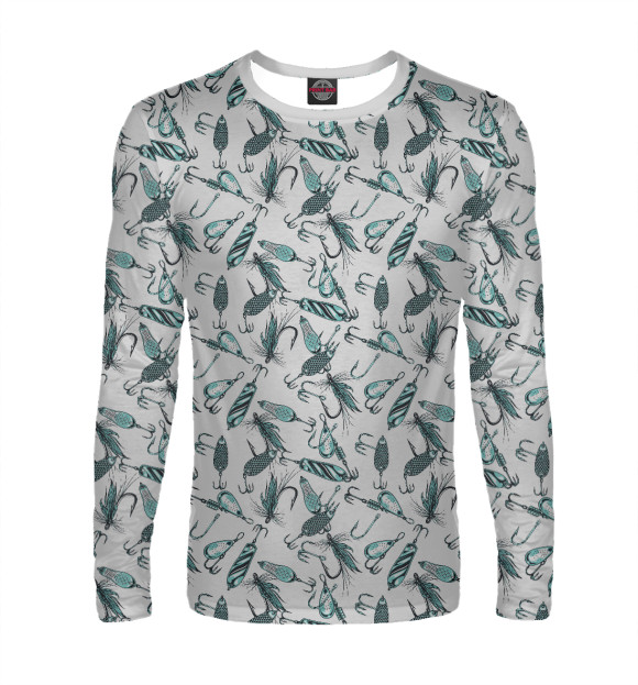 Мужской лонгслив с изображением Рыбак цвета Белый