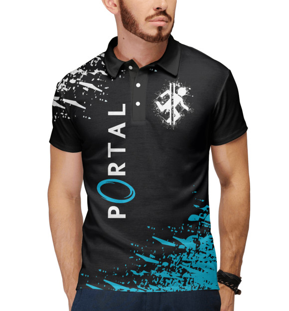 Мужское поло с изображением Portal цвета Белый