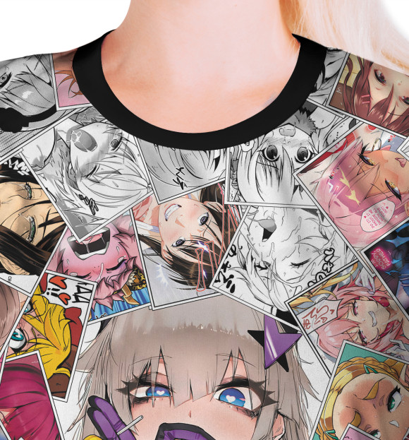 Футболка для девочек с изображением Ahegao завихрение цвета Белый