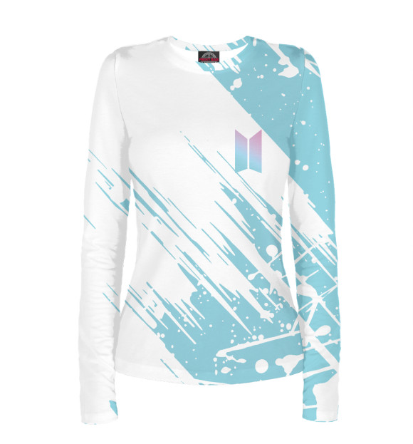 Женский лонгслив с изображением BTS цвета Белый