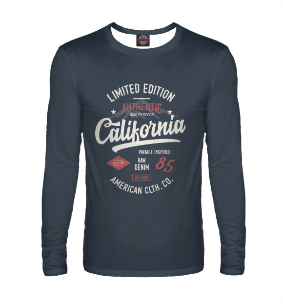 Мужской лонгслив с изображением California цвета Белый