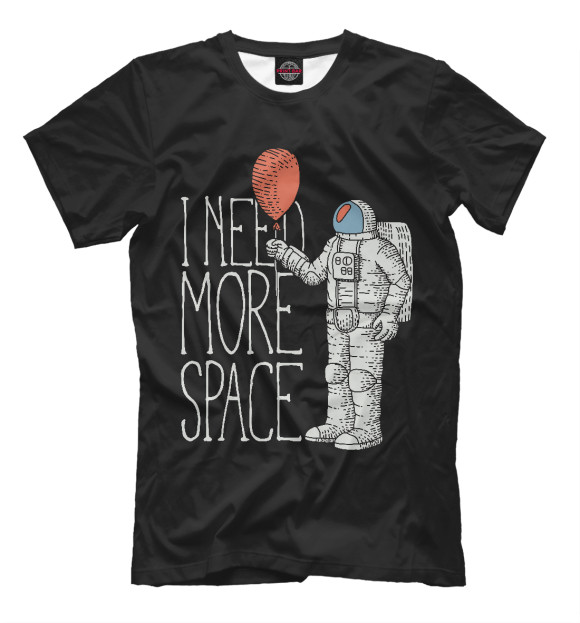 Мужская футболка с изображением I need more space цвета Белый