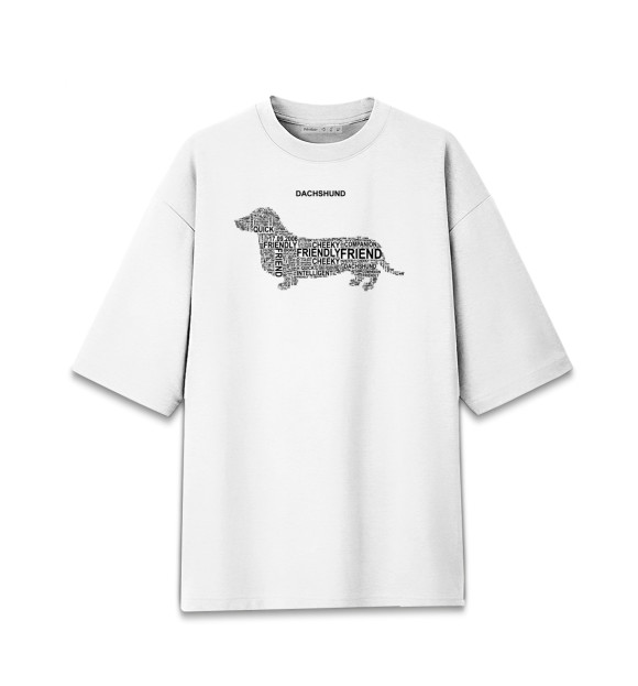 Мужская футболка оверсайз с изображением Dachshund Такса цвета Белый