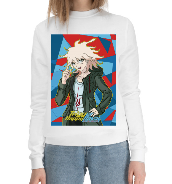 Женский хлопковый свитшот с изображением Danganronpa цвета Белый