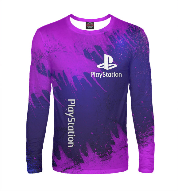 Мужской лонгслив с изображением Playstation цвета Белый