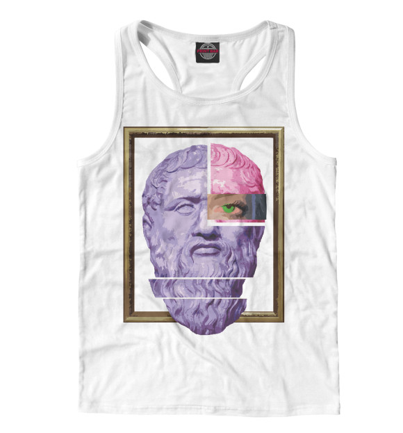 Мужская майка-борцовка с изображением Платон желтый цвета Белый