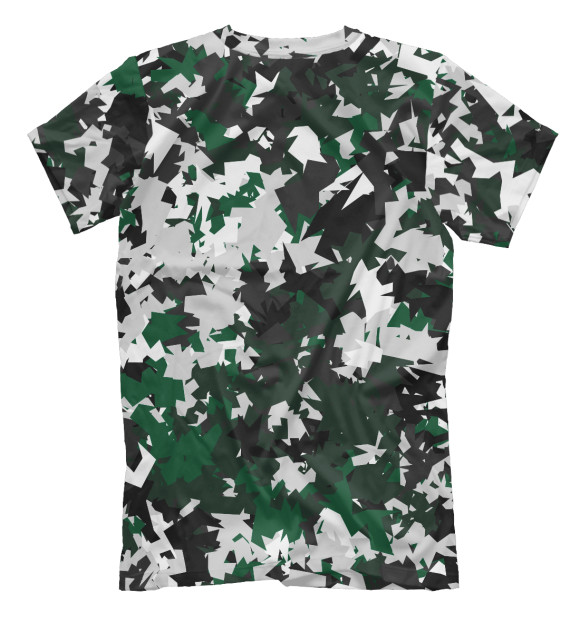 Мужская футболка с изображением Зелено-Черный камуфляж цвета Белый
