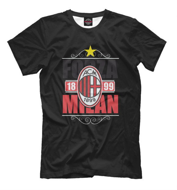 Мужская футболка с изображением Forza Milan цвета Белый
