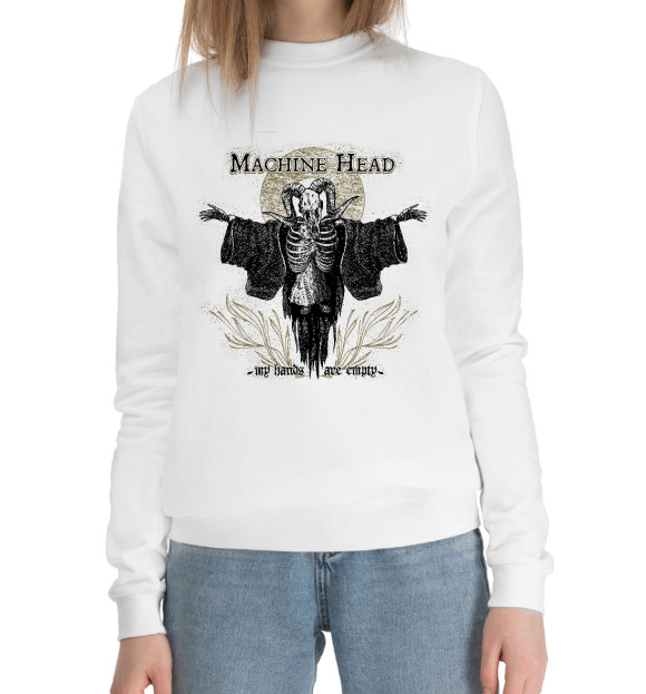 Женский хлопковый свитшот с изображением Machinehead цвета Белый