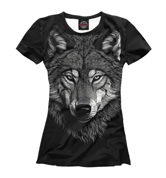 Женская футболка с изображением Спокойный волк цвета Белый