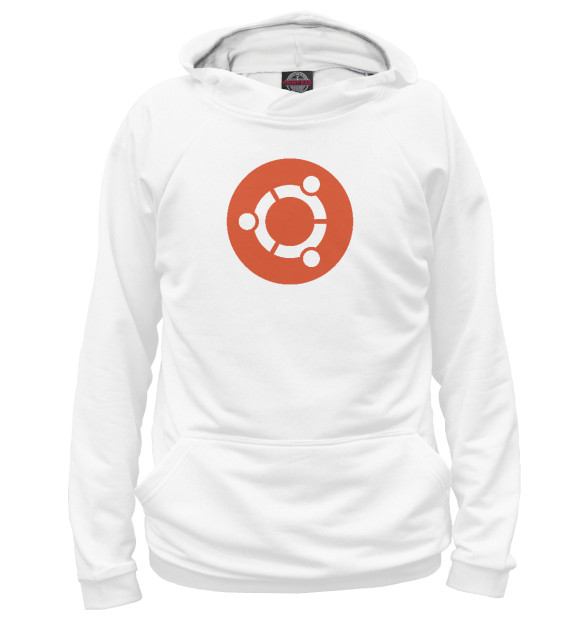 Мужское худи с изображением Ubuntu Logo цвета Белый