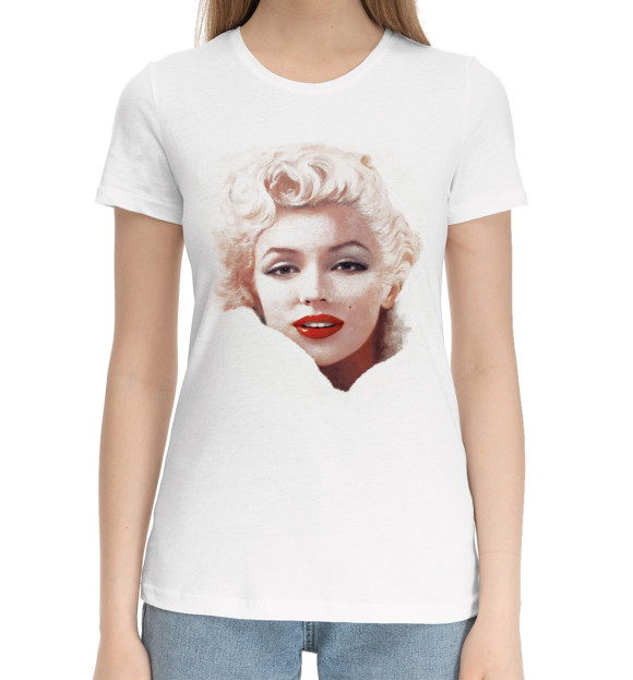 Женская хлопковая футболка с изображением Мерлин Монро цвета Белый
