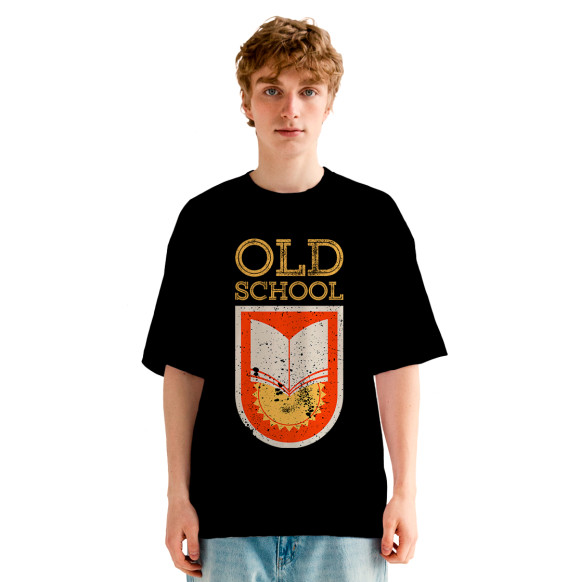 Мужская футболка оверсайз с изображением Old School цвета Белый